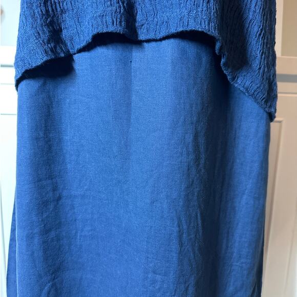 J. Jill Pure Jill Batik Blue Maxi Layered Linen Sleeveless Dress Sz MP Lagenlook - Picture 3 of 12
